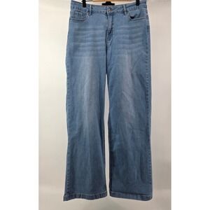 Flying Banana Women Size 14 Wide‎ Leg HIgh Rise Denim Jeans Distressed 90s Y2K